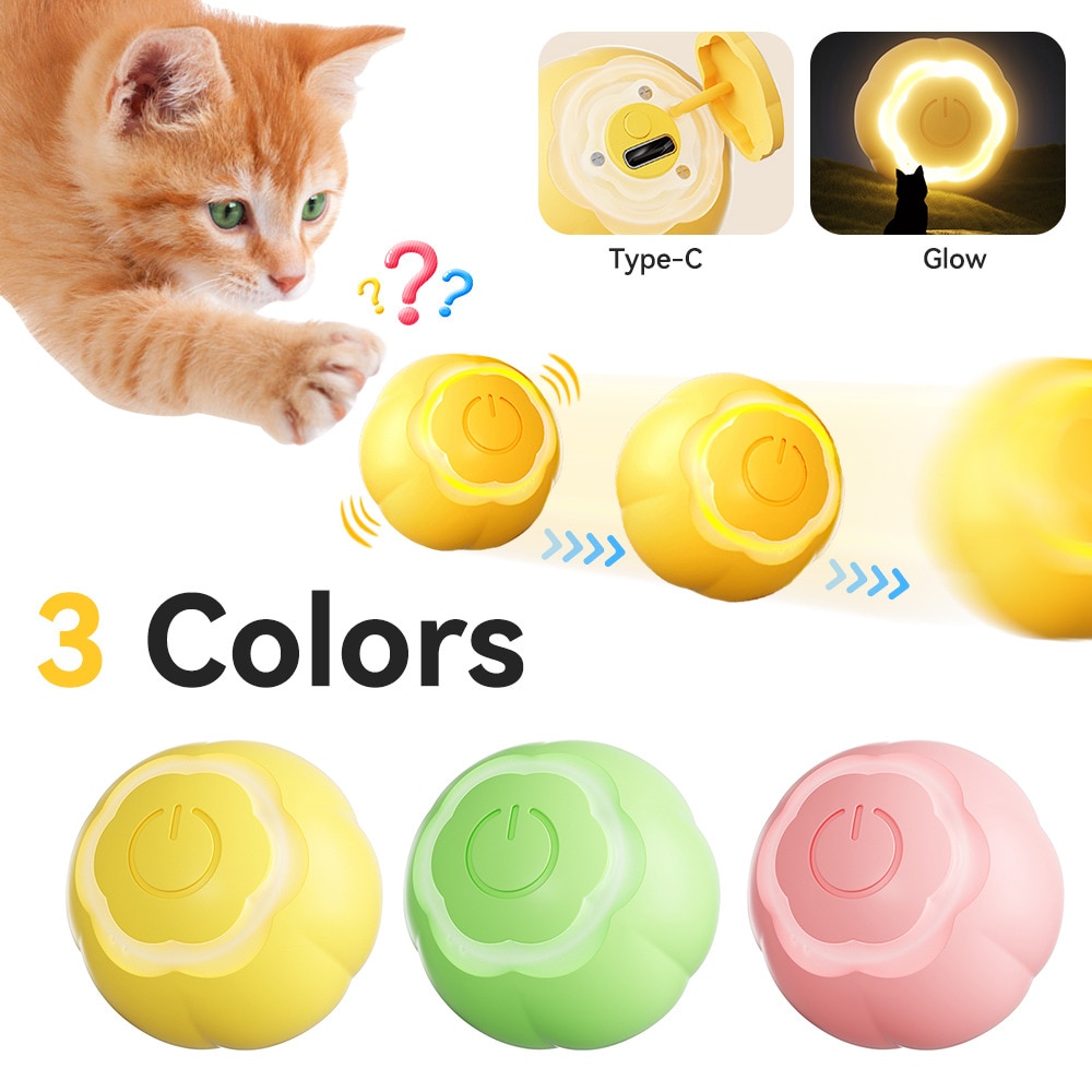 Smart Cat Ball Toys Automatic Rolling Ball Electric Cat Toys Interactive for Cats Training Self-moving Kitten Toys for Indoor