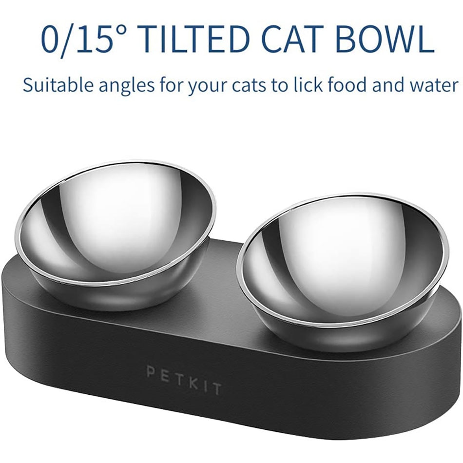 PETKIT Double Cat Bowls 15 Degree Feeder Adjustable Pet Food Bowl Water Cup For Ppets Feeding Stainless Steel Nano All Cats Wet