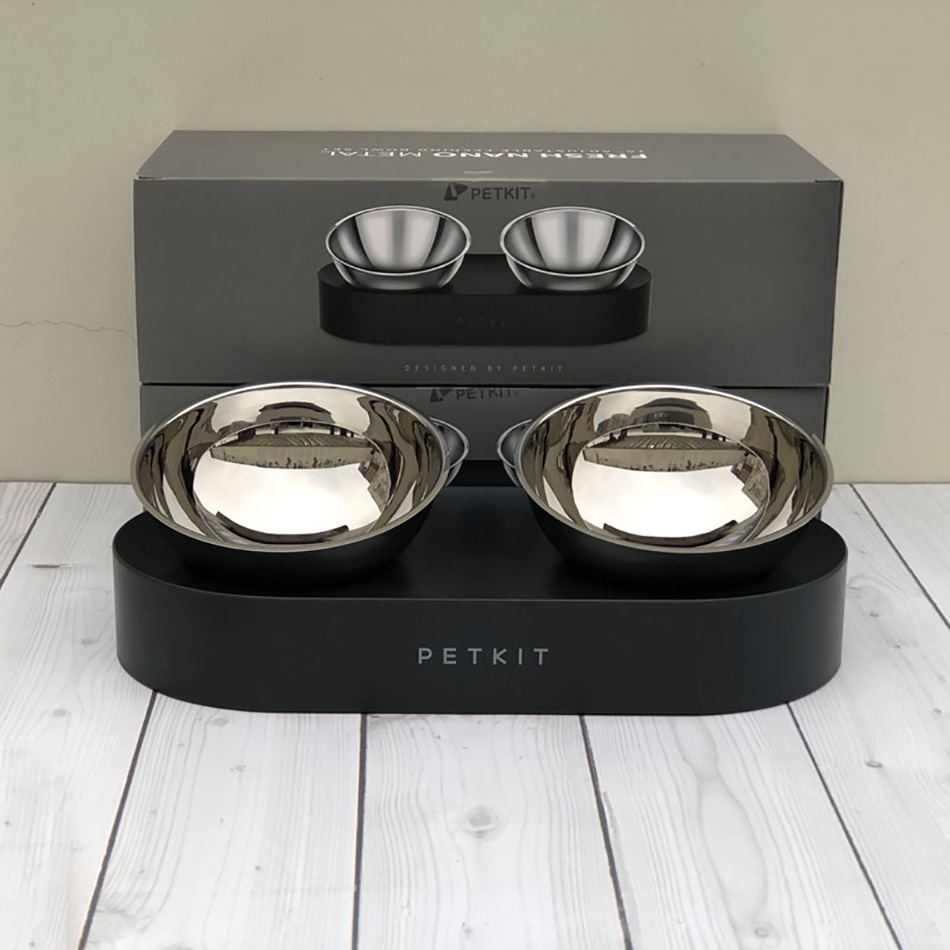 PETKIT Double Cat Bowls 15 Degree Feeder Adjustable Pet Food Bowl Water Cup For Ppets Feeding Stainless Steel Nano All Cats Wet