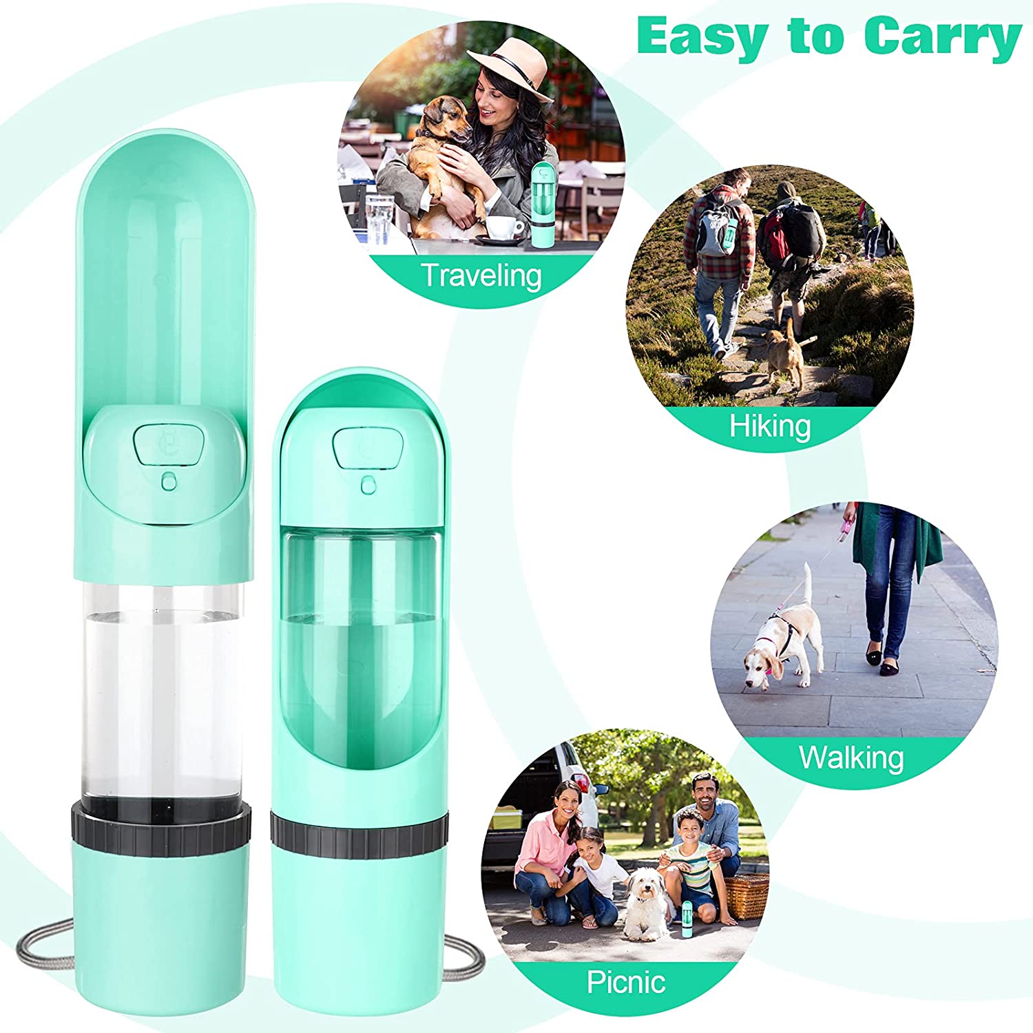 2 in 1 Portable Water Bottle for Dogs Dog Drinking Bowl for Small Large Dogs Feeding Water Dispenser Cat Dogs Outdoor Bottles