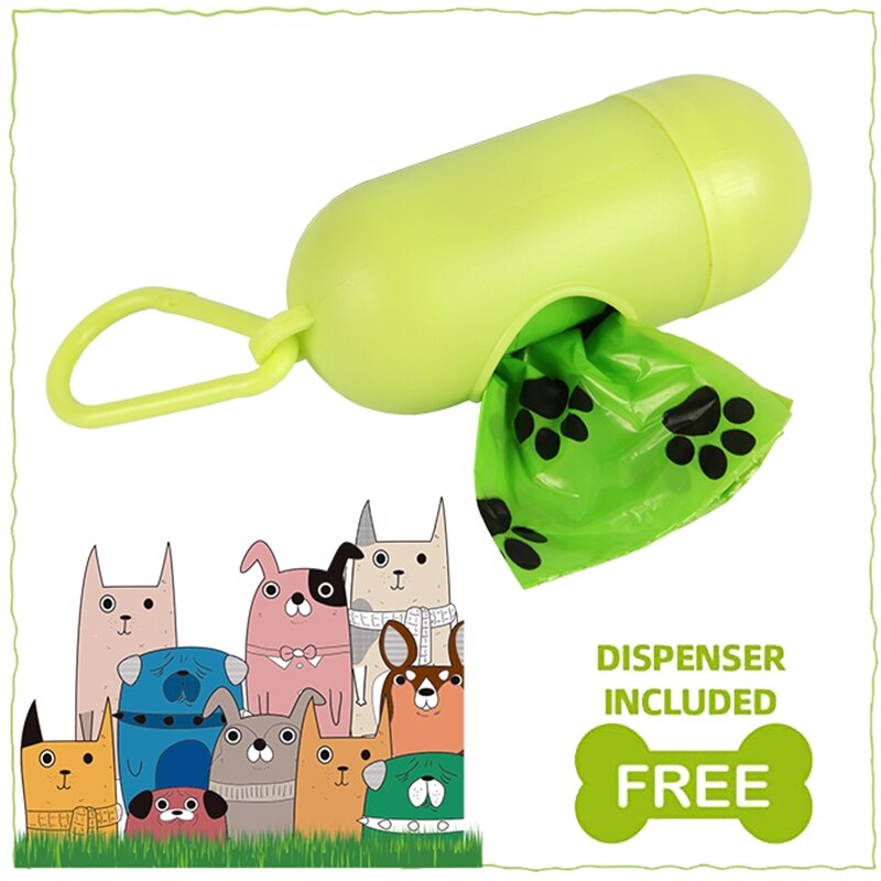 Dog Poop Bag Biodegradable Leak Proof Green Dog Waste Bags & Dispenser Eco Friendly Pet Puppy Outdoor Garbage Pooper Clean Bag