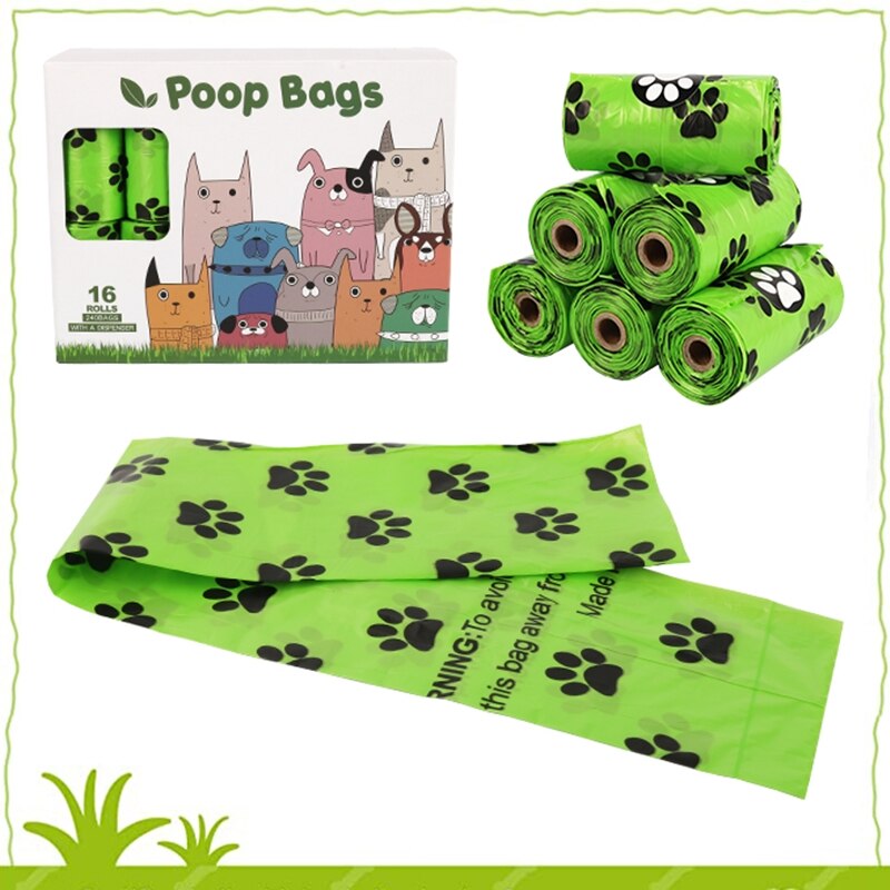 Dog Poop Bag Biodegradable Leak Proof Green Dog Waste Bags & Dispenser Eco Friendly Pet Puppy Outdoor Garbage Pooper Clean Bag