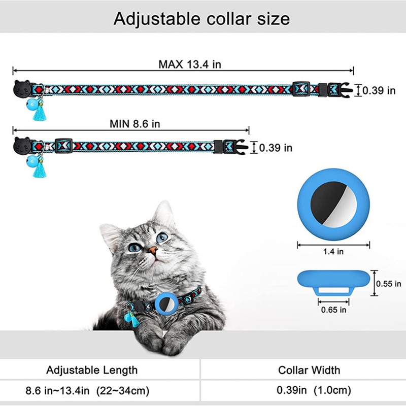 New Airtag Collar Adjustable Pet Collar For Cat Puppy Anti-lost Pet Necklace With Airtags Holder Dog Cat Accessories With Bell