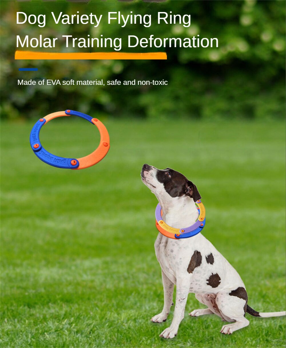 Dog Toys Pet Flying Disk EVA Training Ring Puller Anti-Bite Floating Interactive Supplies Transforming Dog Toy for Small Dog