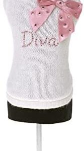 Trilly tutti Brilli Audrey Angora Wool Jumper with Swarovski Decoration and Bow Pin, Medium, White