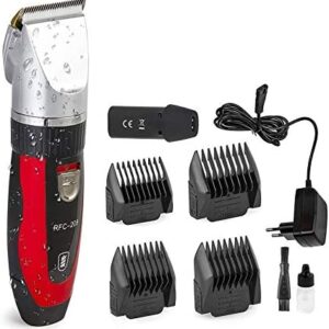 Ceramics RFC-208 Pet Grooming Kit, Quiet and Low Noise Pet Hair Trimmer with Turbo Sense Technology and 4 Attachments for 25 Cutting Lengths, Wireless Rechargeable Pet Hair Trimmer