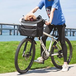 Petsfit Front Bicycle Basket for Dogs, Cats, Dogs Car Seat Removable Bicycle Dog Basket, Quick Release, Easy Installation