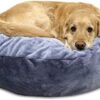 Friendlydog Premium Dog Bed - Made in Europe - Removable and Washable Cover Made of Soft Plush - Round, Comfortable and Durable - Ideal for Small and Medium Dogs (L, 80 cm, Light Grey)