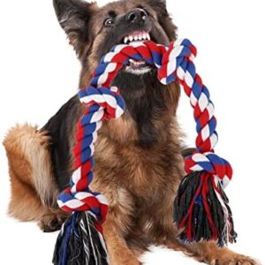VIEWLON XL Dog Rope Toys - Durable Dog Chew Toy 4 Knots Rope for Aggressive Chewers / Tug of War, 30inch Interactive Toys for Boredom, Pull Rope for Small/Medium Dog Breeds Teeth Cleaning.
