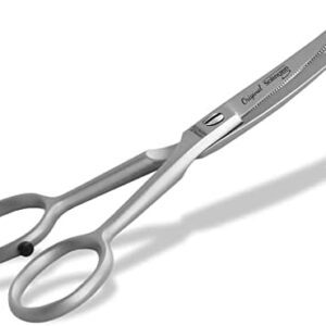 Solingen Dog Hair Scissors Paw Scissors with One-Sided Micro Teeth Made in Germany Dog Scissors with Curved Cutting Surface for Grooming of Dogs Cats Pets (11.7 cm)