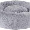 BVAGSS Dog Bed, Round Cat Bed, Fluffy Doughnut Cuddly Dog Cushion, Washable, Ultra Soft Plush Pet Bed for Small, Medium and Large Dogs, Cats XH034 (Diameter: 80, Light Grey)