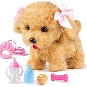 Stimmungs Interactive Pet Dog with Function, Toy Plush Toy Dog with Walking, Barking, Tail Waging, Electronic Pet Dog for Toddlers Girls Boys 3 4 5 Years Old