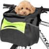 PETCUTE Dog Bike Basket Carrier,Multi-purpose Pet Bicycle Front Carrier Backpack for Bike,Foldable,Removable,Pet Bicycle Carrier with Side Storage Pockets,Shoulder Strap,Pet Travel Bag for Small Dogs