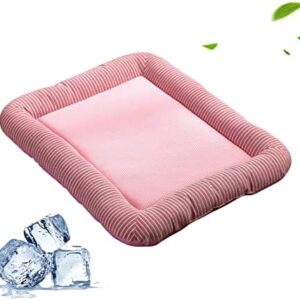 PETCUTE Cooling Pad Bed for Dogs Cats Puppy Kitten Cooling Mat Pet Cooling Mat Pad Cool Blanket Dog Bed Ice Silk Material Soft for Summer Sleeping Dog Bed Pink Medium