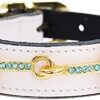 Hartman & Rose Dog Collar Leather with Charm, Horse and Hound, White, Patent, Length 9.8-11.8 inches (25-30 cm), International Direct Import