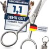 FUTURE FOX® Solingen fur scissors including address tag [Made in Germany] paw scissors with one-sided micro-serration, curved cutting surface and rounded tip for grooming (10.5 cm)