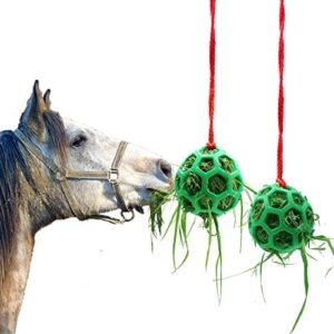 2pcs Horse Treat Ball Hay Feeder Toy Ball Hanging Feeding Toy for Horse Horse Goat Sheep Relieve Stress, Horse Stable Stall Paddock Rest