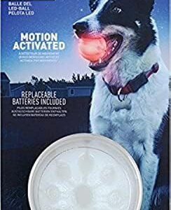 Nite Ize GlowStreak LED Dog Ball, Lights Up for Night Play, Red