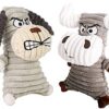 M.O.P Plush Dog Toys, Angry Squeaky Interactive Dog Toys, Puppy Chew Toys - Set of 4