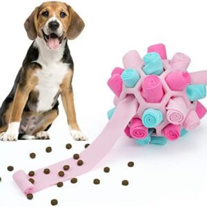 Larimuer Snuffle Ball for Dogs, Sniffing Rug Snuffle Toy, Interactive Dog Toy, Portable Pet Snuffle Ball Toy for Small, Medium Dogs, Pet (Summer Pink)
