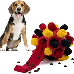 Larimuer Snuffle Ball for Dogs, Snuffle Rug Snuffle Toy, Interactive Dog Toy, Portable Pet Snuffle Ball Toy for Small Medium Dogs Pet (Black, Red, Gold)