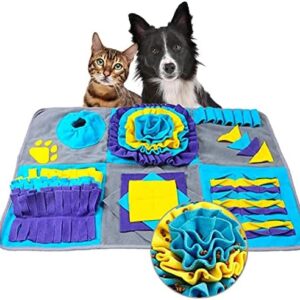 Xummi Sniffing Rug Dog Washable Dog Intelligence Toy Foldable Smell Non-Slip Sniffing Toy Intelligence Toy for Pet Dogs Cats (Blue Paw Print)