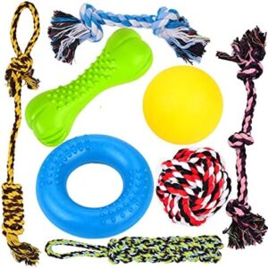 Youngever Pack of 8 Dog Toy Set for Puppy Dogs, Puppy Toy, Puppy Teething Toy, Dog Rope Chew Toy