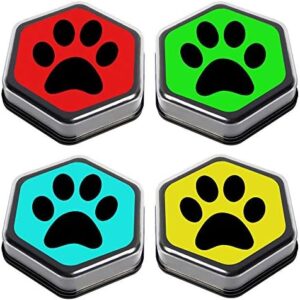 Talking Products, Recordable AAC Talking Sound Buttons for Dogs and Cats Training, 80 Seconds Recording, Pack of 4, Black. with Removeable Clear Cover.