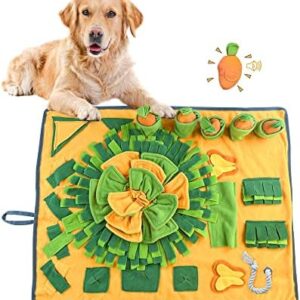Fantictas Sniffing Rug for Dogs 80 x 60 cm Intelligence Toy Sniffing Games for Dogs Cats Washable Sniffing Mat Training Mat Pet Carrot Interactive Dog Toy for Stress Relief