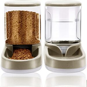 Automatic Dog Cat Food Water Dispenser Feeder and Water Dispenser 3.8L 2 in 1 Cat Food Water Dispenser for Small Medium Large Pets (Gold)