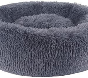 BVAGSS Anxiety Dog Bed, Round Dog Beds Cat Bed Mattress Marshmallow Fluff Nest Calming Dog Bed for Small/Medium/Large Dogs XH034 (Diameter:80cm, Dark Grey)