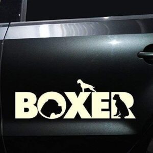 Car Sticker Dog Boxer M1 White 60 x 20 cm