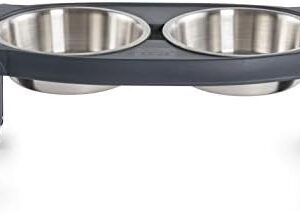 Dexas Pets Adjustable Height Double Pet Feeder with Stainless Steel Bowls