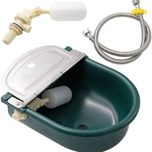 Drinking Basin, Automatic Drinker with Float Valve and 31.5 Inch Tube for Cattle Horses Sheep Goat Dogs Water Trough Farm Supplies 4 L (Dark Green)