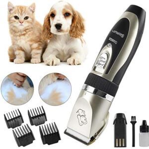 Forever Speed Quiet Pet Hair Trimmer Professional Hair Trimmer Portable Rechargeable Wireless Trimmer Dog Cat with Ceramic Clippers Razor 4 Attachments