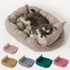 Freyamy Dog Bed Foldable Multi-Purpose Dog Bed Medium Dogs Washable Dog Bed Convertible Multifunctional Dog Bed Dog Cushion Dog Sofa Khaki Dog Bed Fluffy Indoor Dog Bed L