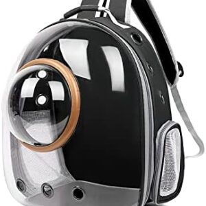 Galatée Cat Backpack Carrier, Dog, Pet Backpack Bubble Backpack, Waterproof, Clear Pet Capsule Bag Outdoor, Space Capsule Pet Backpack Ventilation (Black, Transparent Cover)