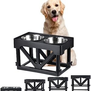 HORJOR Pet Bowl, Elevated Dog Bowl Splash Guard Adjustable Heights Elevated Feeding Bowl for Small Medium Large Dogs