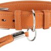 HUNTER Cannes Dog Collar Leather Nappa Leather Soft Elegant Elegant 50 (S-M) Orange