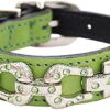 Hartman & Rose Dog Collar Leather with Charm, After-Eight, Lime Green, Length 7.9-9.8 inches (20-25 cm), International Direct Import