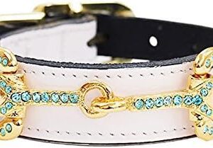 Hartman & Rose Dog Collar Leather with Charm, Horse and Hound, White, Patent, Length 9.8-11.8 inches (25-30 cm), International Direct Import