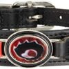 Hartman & Rose Dog Collar Leather with Charm, Jet Black, Length 11.8 - 13.8 inches (30 - 35 cm), International Direct Import