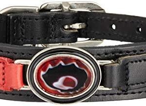 Hartman & Rose Dog Collar Leather with Charm, Jet Black, Length 11.8 - 13.8 inches (30 - 35 cm), International Direct Import