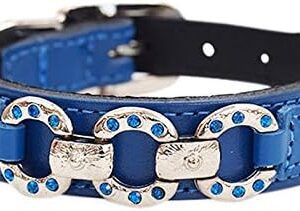Hartman & Rose Dog Collar Leather with Charm, Rodeo Drive, Cobalt Blue, Length 7.9 - 9.8 inches (20 - 25 cm), International Direct Import