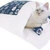 Heflashor Cat Sleeping Bag, Fluffy Warm Cat Bed, Removable Cat Mat, Washable Pet Litter, Cat Cave, Small Pet Bed for Cats, Dogs (Navy, L-65 x 50 cm)