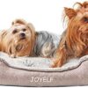 JOYELF Dog Bed Washable Calming Pet Bed, Anti Anxiety Cat Bed & Sofa, Cute Plush Pet Bed for Small Dog and Cat - Small Rectangle