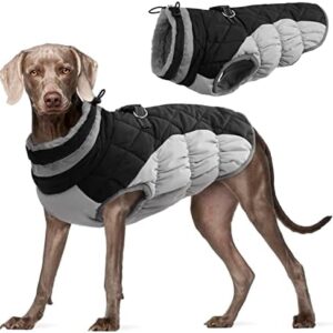 Kuoser Waterproof Dog Coat, Cold Weather Winter Warm Jacket for Small Medium Large Dogs, Cuddly Dog Jumper with Fleece Lined Reflective Puppies Winter Vest, Pet Clothing