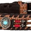 MICHUR Carlota Leather Dog Collar Indian Brown Collar Indian Collar with Turquoise Stones in Various Sizes