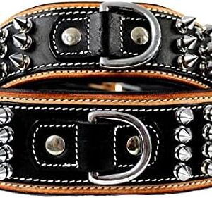 MICHUR Strike NO. 1 Leather Dog Collar Collar Leather Dog Collar Studs Necklace Leather Collar Beige Black Wide Available in Different Sizes