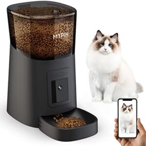 MYPIN Automatic Feeder for Cat and Dog, 6L Feeder, Pet Feeder, Automatic Dry Feeder (Black)